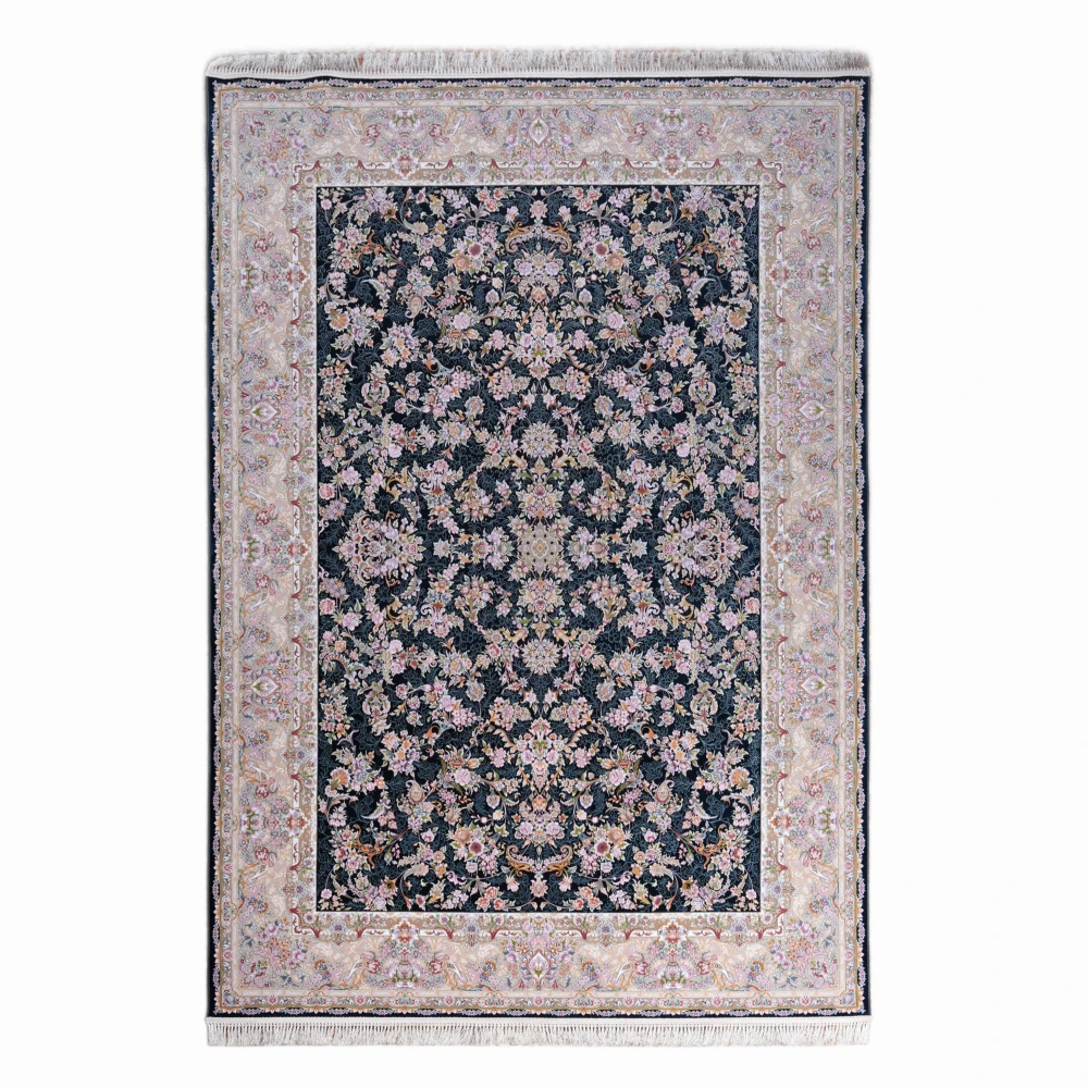 فرش طرح آریا سرمه‌ای 1200 شانه تبریز برجسته