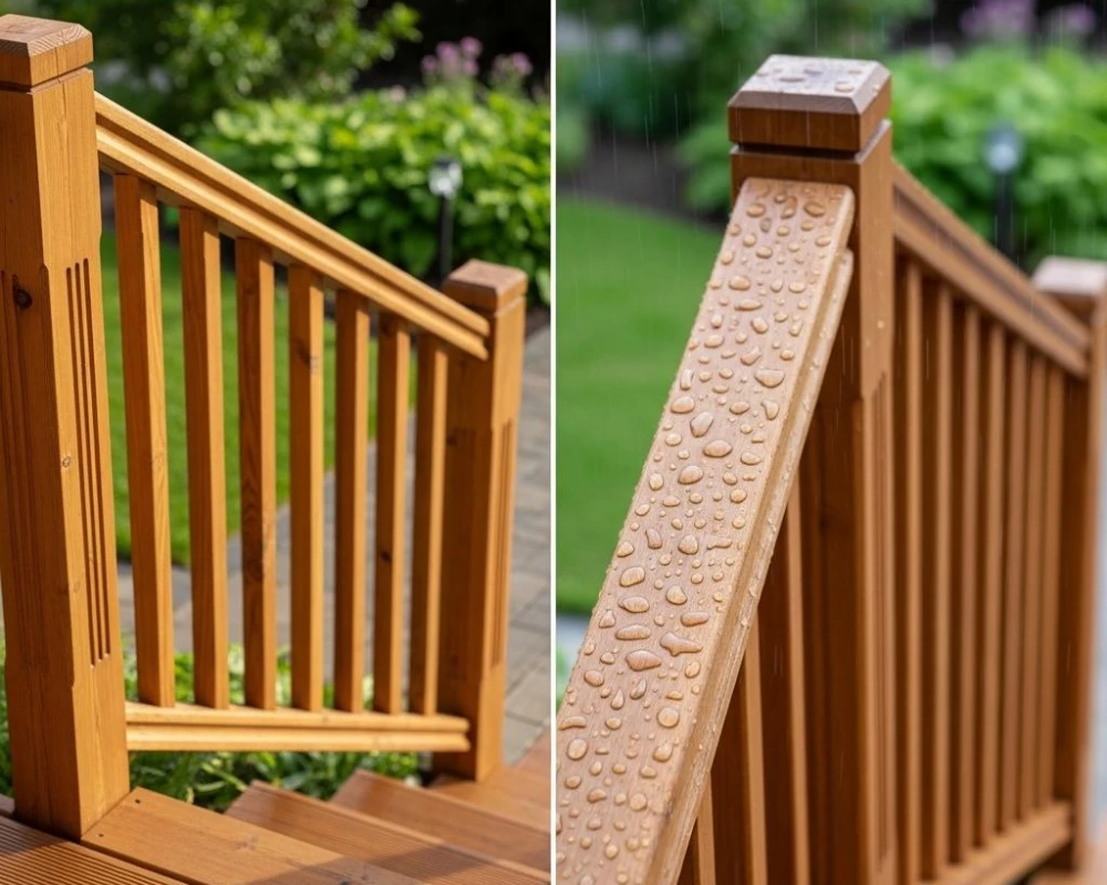 پله و نرده‌های ترموود در برابر آفتاب و باران مقاوم هستند؟