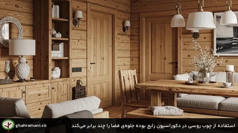 استفاده از چوب روسی در دکوراسیون رایج بوده جلوه‌ی فضا را چند برابر می‌کند
