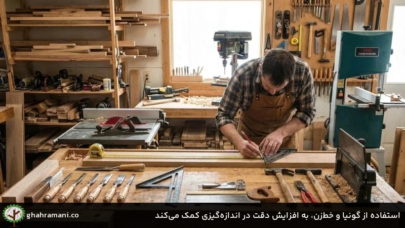 استفاده از گونیا و خطزن، به افزایش دقت در اندازهگیزی کمک میکند استفاده از گونیا و خطزن، به افزایش دقت در اندازهگیزی کمک میکند