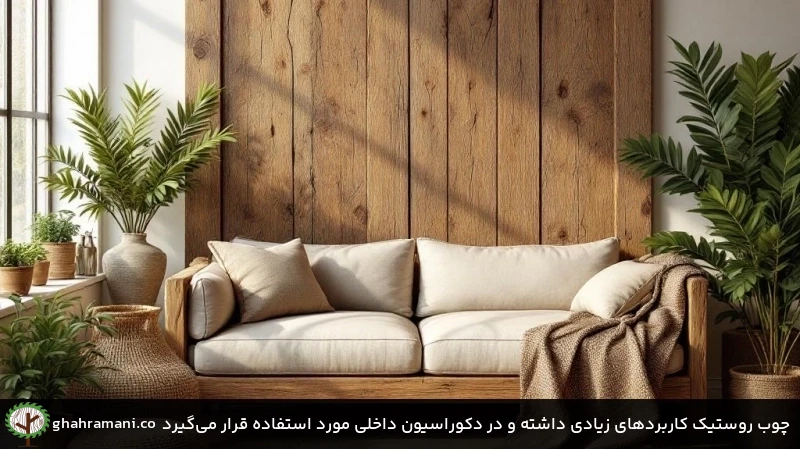 چوب روستیک کاربردهای زیادی داشته و در دکوراسیون داخلی مورد استفاده قرار می‌گیرد