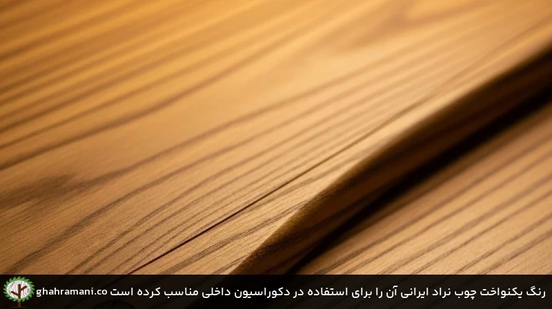 رنگ یکنواخت چوب نراد ایرانی آن را برای استفاده در دکوراسیون داخلی مناسب کرده است
