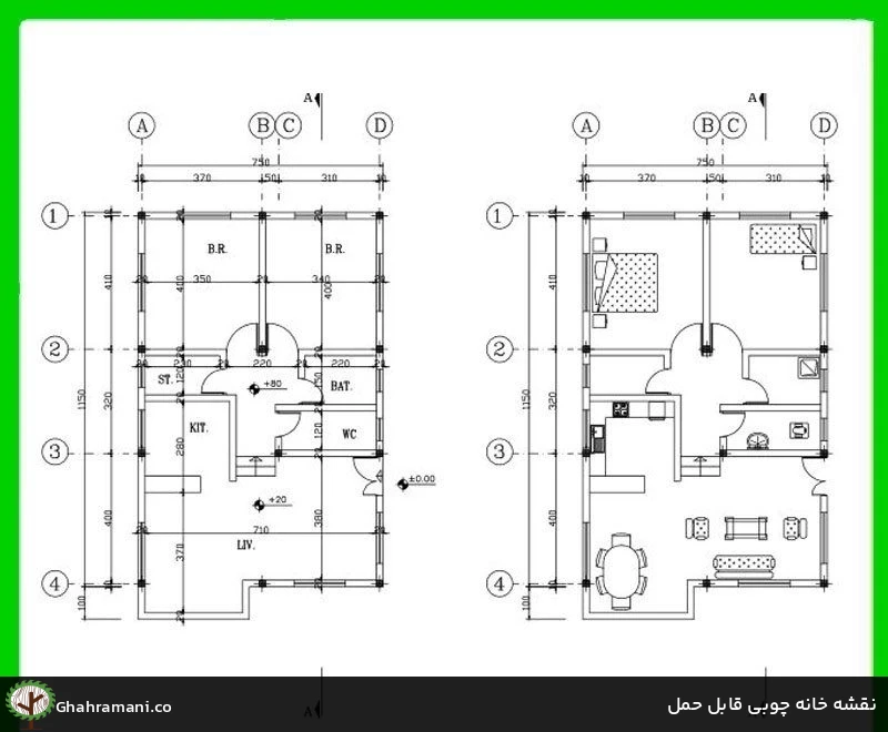 نقشه خانه چوبی قابل حمل