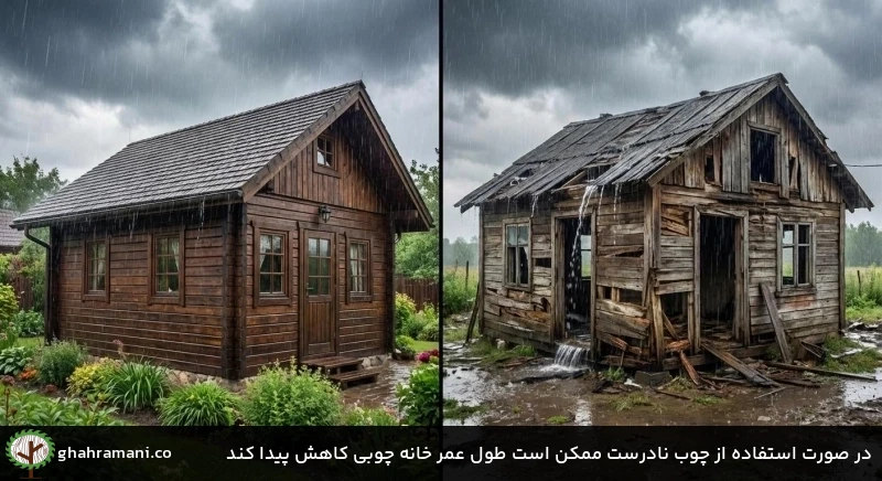 در صورت استفاده از چوب نادرست ممکن است طول عمر خانه چوبی کاهش پیدا کند در صورت استفاده از چوب نادرست ممکن است طول عمر خانه چوبی کاهش پیدا کند