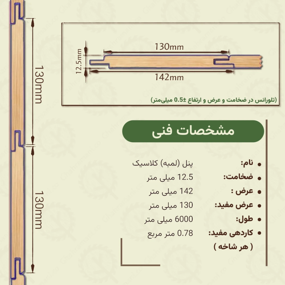 پنل کلاسیک 6000*142*12.5 میلیمتر