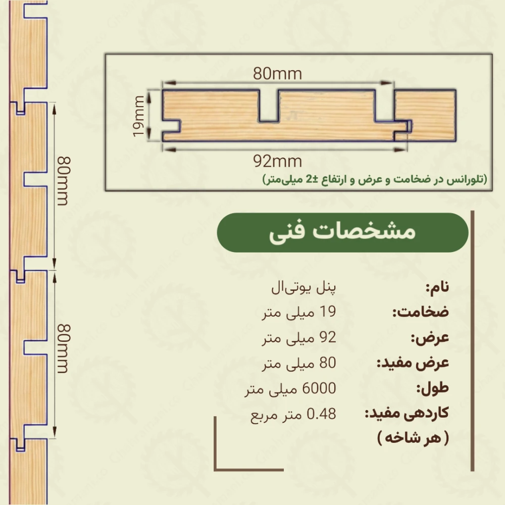 پنل یو تی ال 6000*92*19 میلیمتر