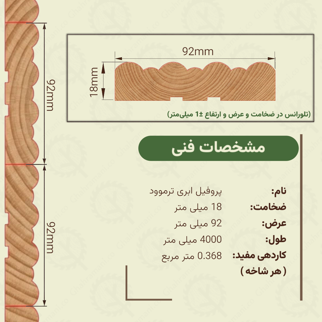 پروفیل ابری ترموود 4000*92*18 میلی متر