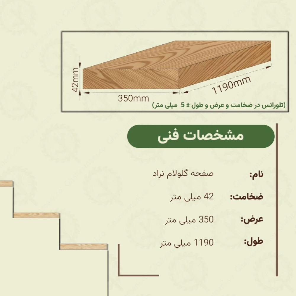 صفحه گلولام نراد سوپر خشک 1190*350*42 میلی متر