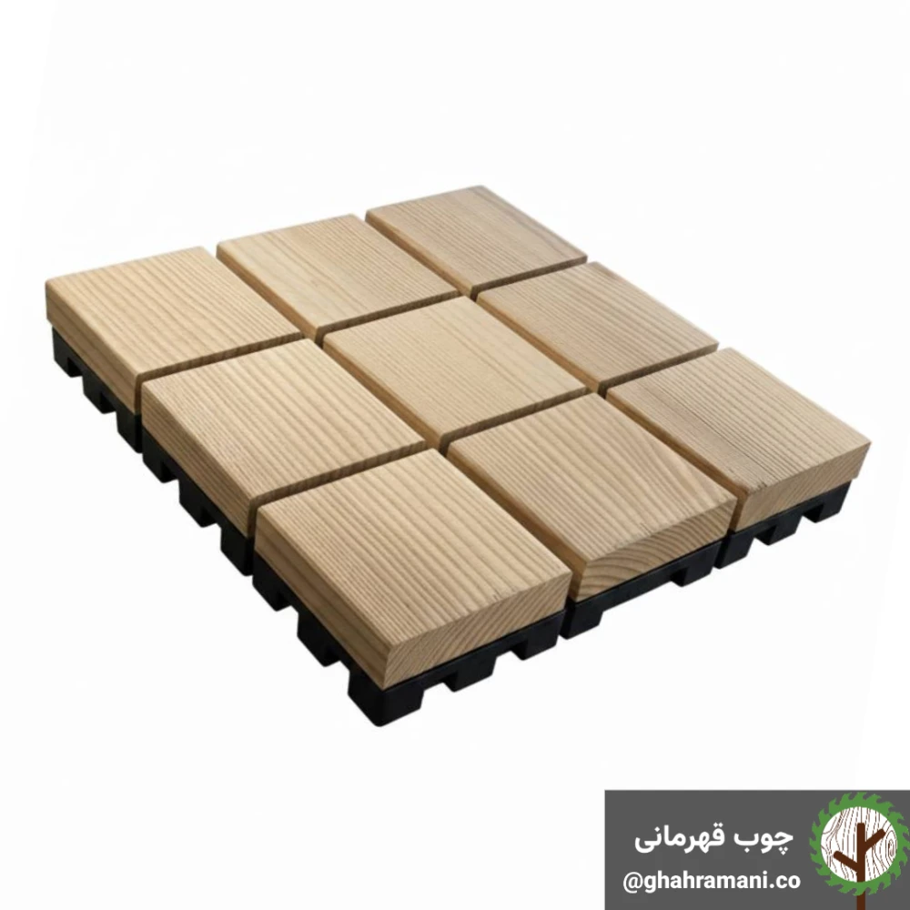 تایل ترموود 9 تکه شطرنجی | ابعاد 300×300×18 میلی‌متر