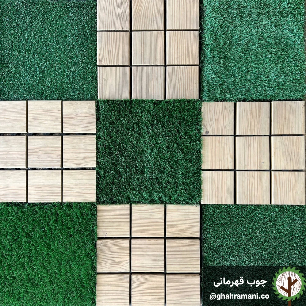 تایل ترموود 9 تکه شطرنجی | ابعاد 300×300×18 میلی‌متر