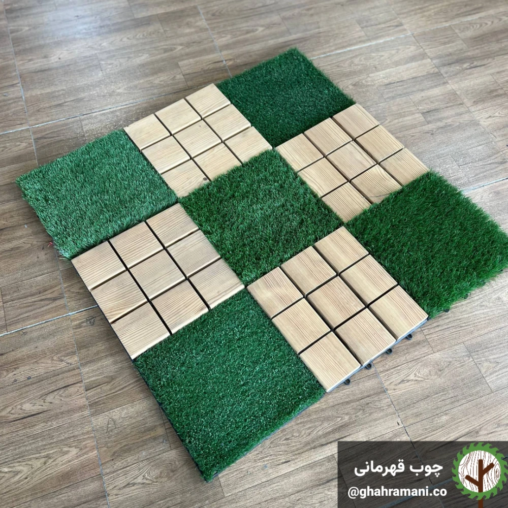 تایل ترموود 9 تکه شطرنجی | ابعاد 300×300×18 میلی‌متر