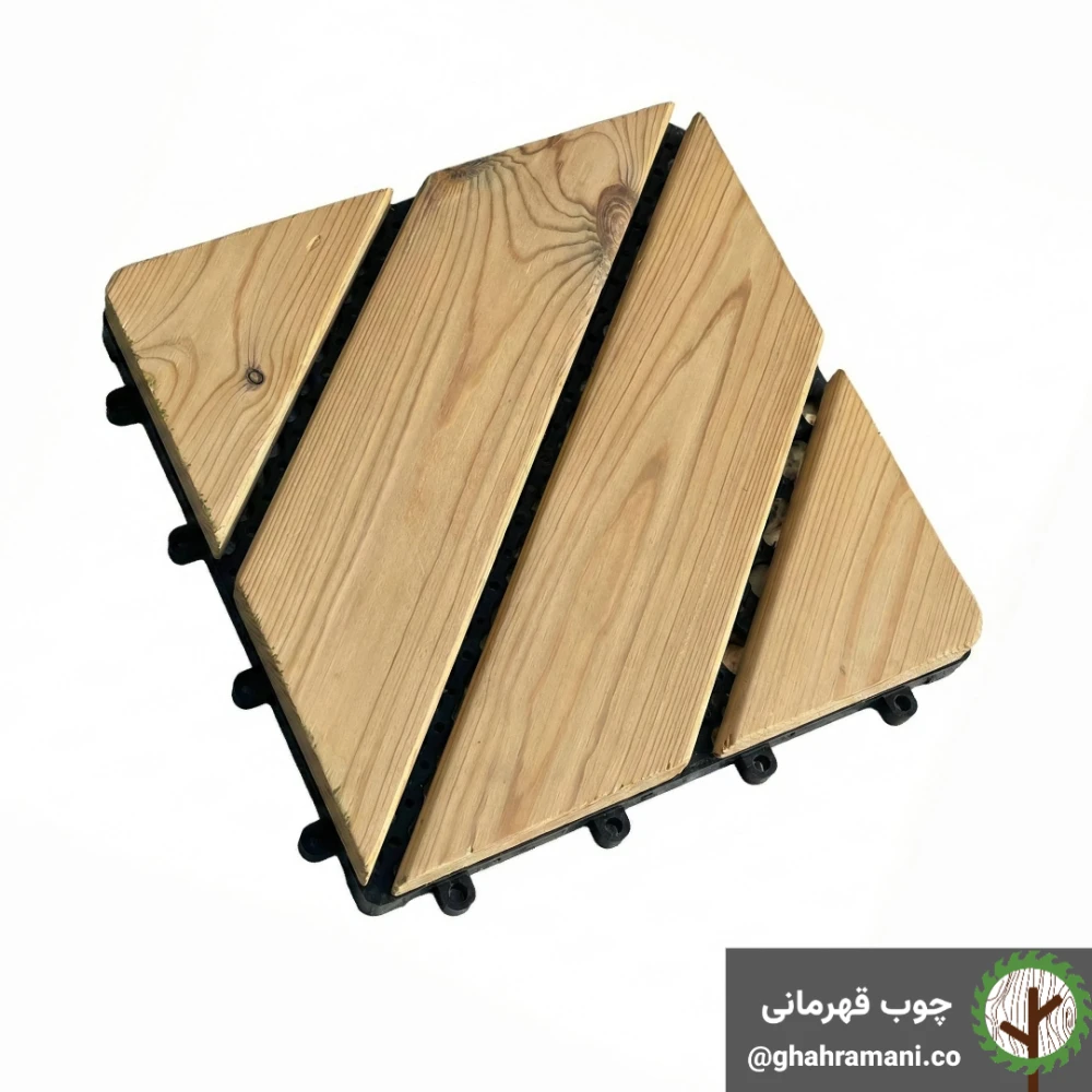 تایل ترموود 4 تکه لوزی | ابعاد 300×300×18 میلی‌متر