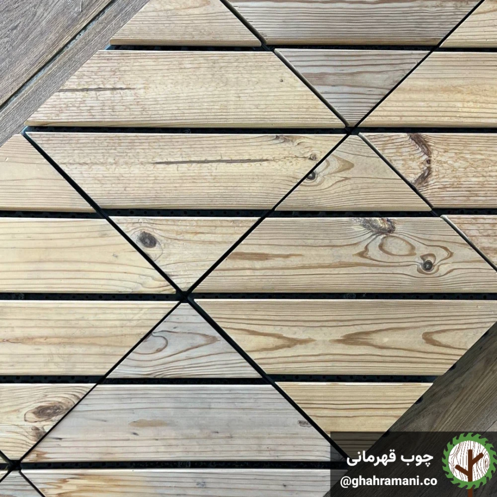 تایل ترموود 4 تکه لوزی | ابعاد 300×300×18 میلی‌متر