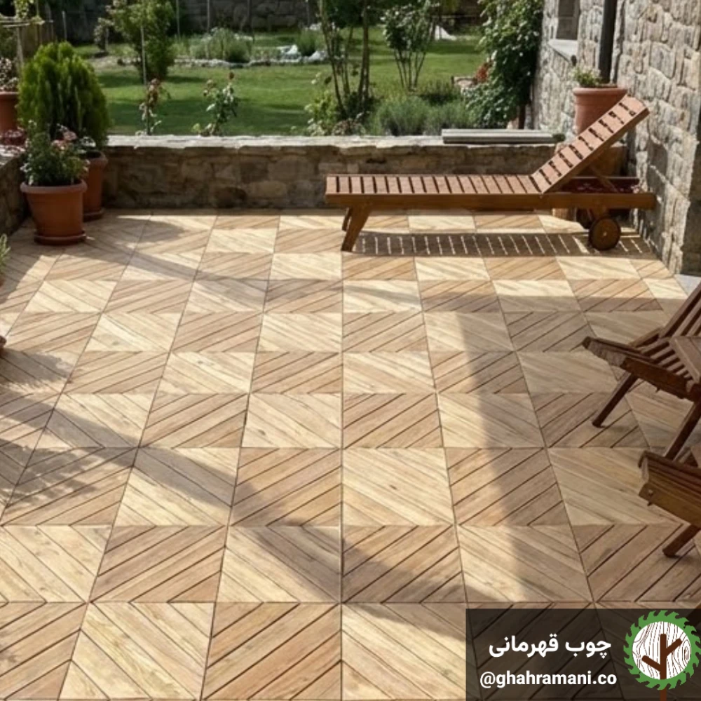 تایل ترموود 5 تکه لوزی | ابعاد 300×300×18 میلی‌متر