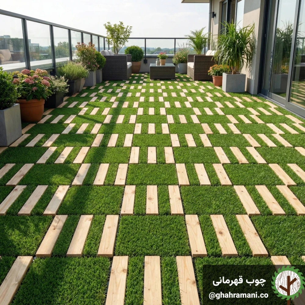 تایل چمن_ ترموود 5 تکه | ابعاد 300×300×19 میلی‌متر