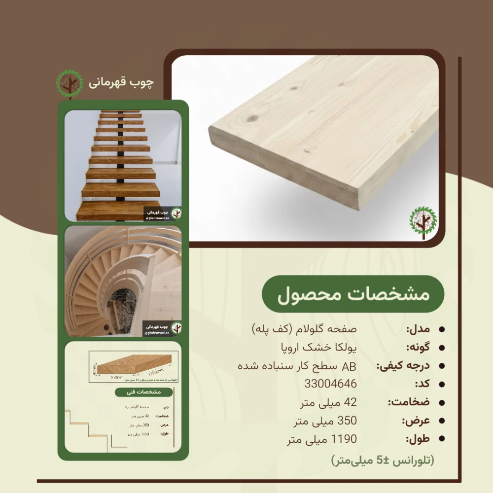 صفحه گلولام نراد سوپر خشک 1190*350*42 میلی متر