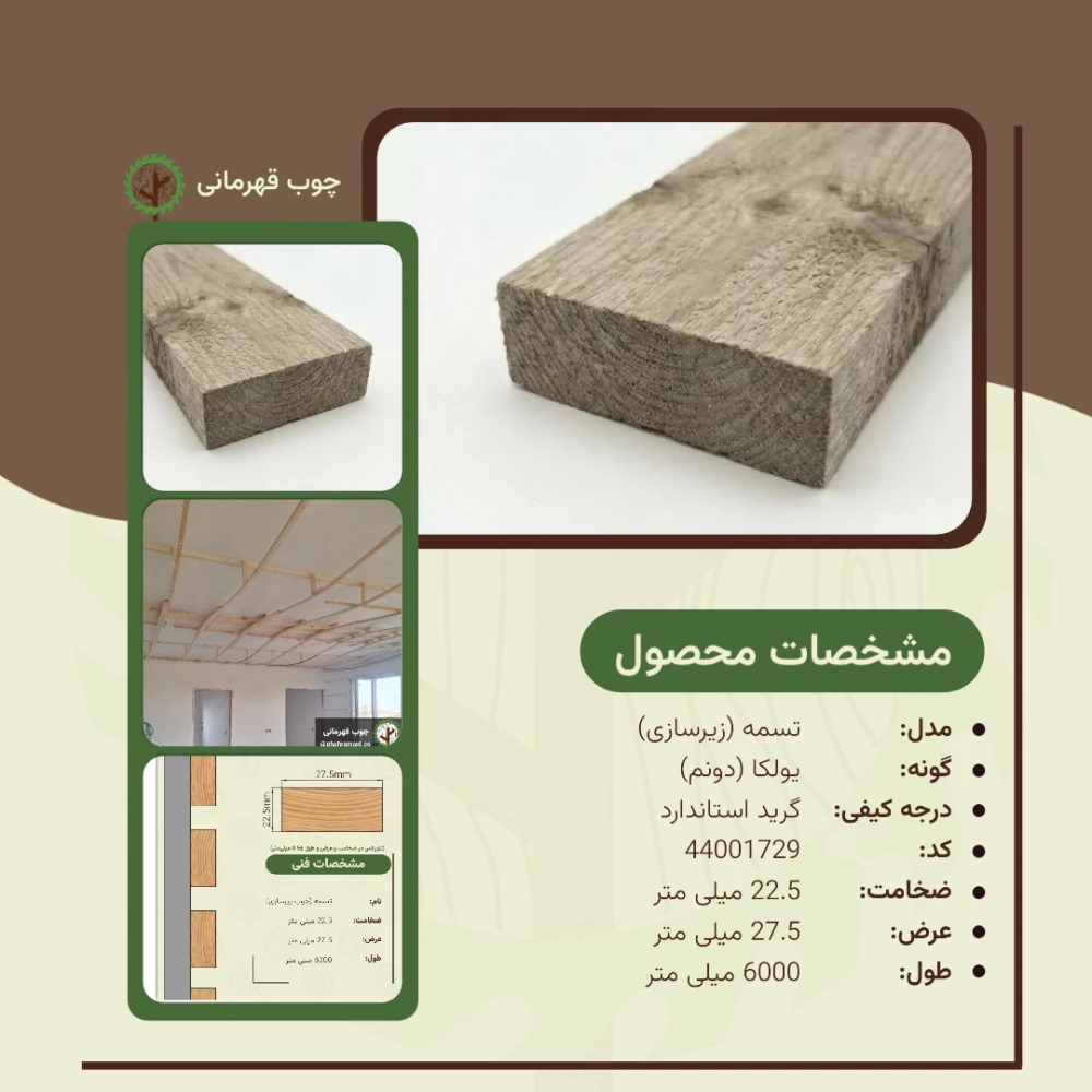 تسمه (زیرکار) نراد دونم | ضخامت 22.5 mm – عرض 27.5 mm – طول 6000 mm