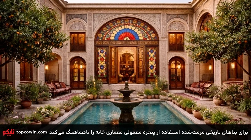 برای بناهای تاریخی مرمتشده استفاده از پنجره معمولی معماری خانه را ناهماهنگ میکند برای بناهای تاریخی مرمتشده استفاده از پنجره معمولی معماری خانه را ناهماهنگ میکند