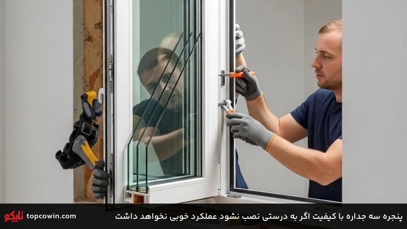 پنجره سه جداره با کیفیت اگر به درستی نصب نشود عملکرد خوبی نخواهد داشت